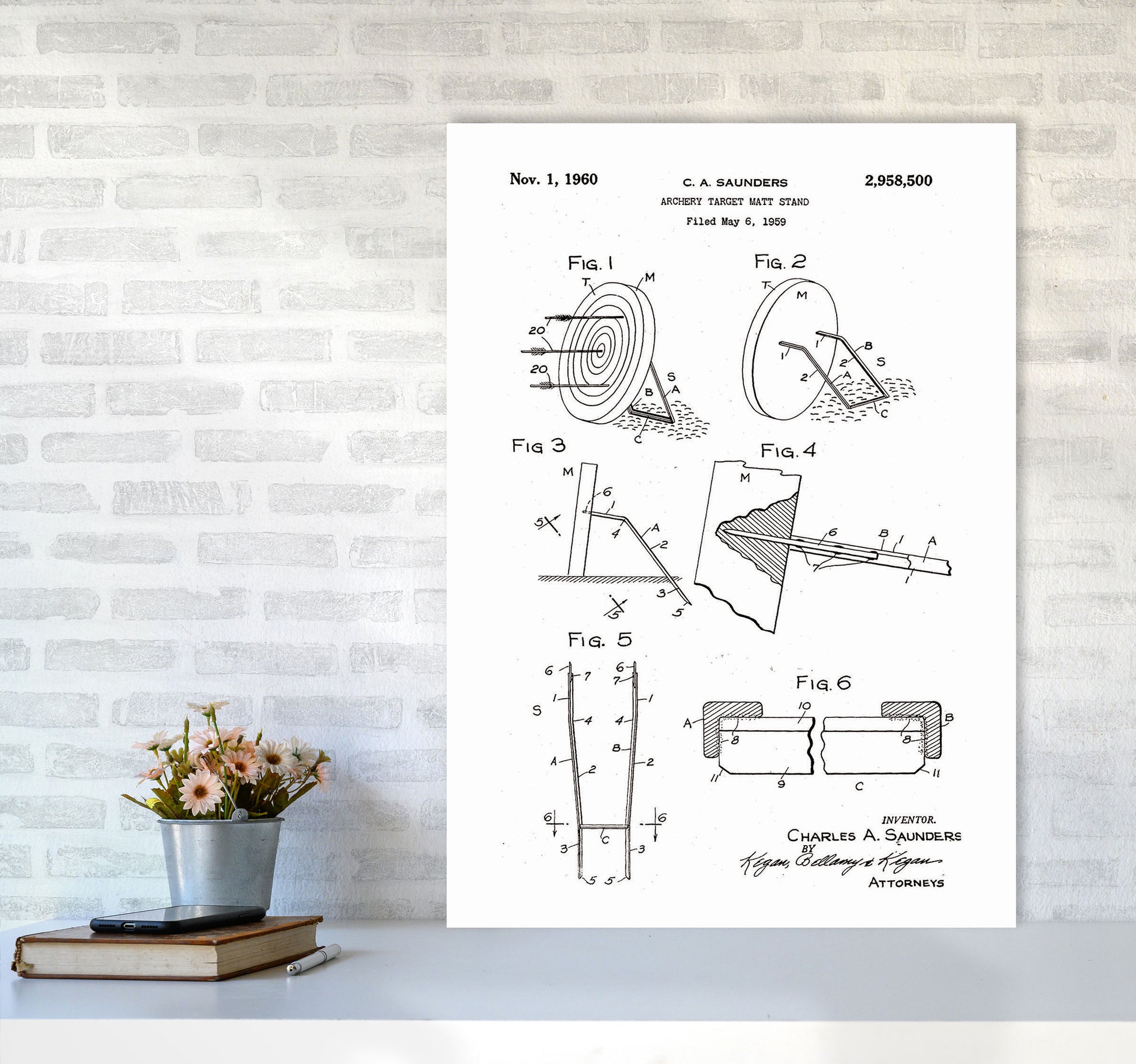 Archery Target Stand Patent Art Print by Jason Stanley A1 Black Frame
