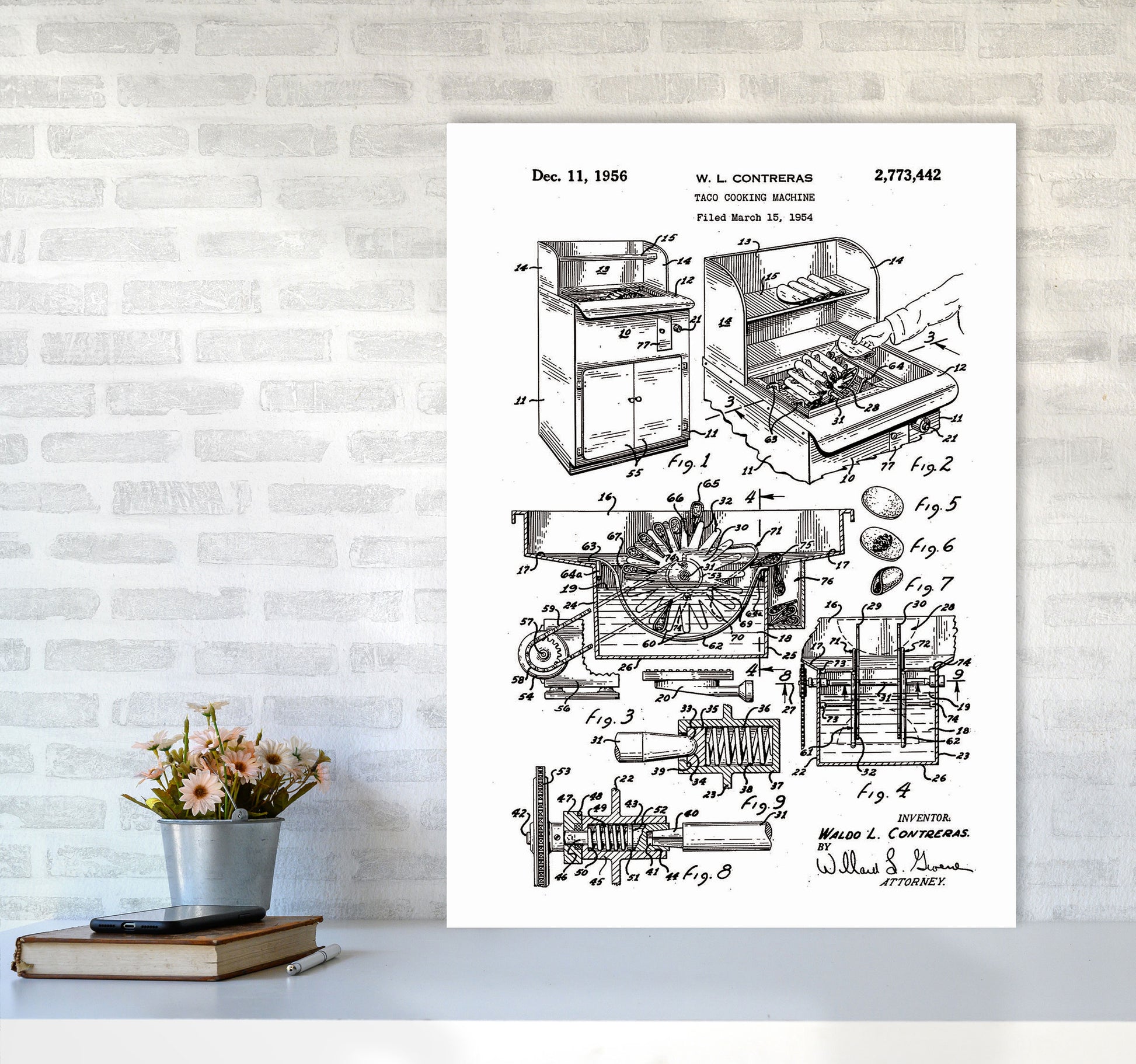 Taco Cooking Machine Patent Art Print by Jason Stanley A1 Black Frame