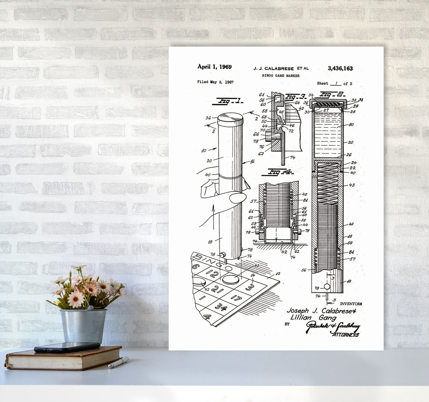 Bingo Game Marker Patent Art Print by Jason Stanley A1 Black Frame