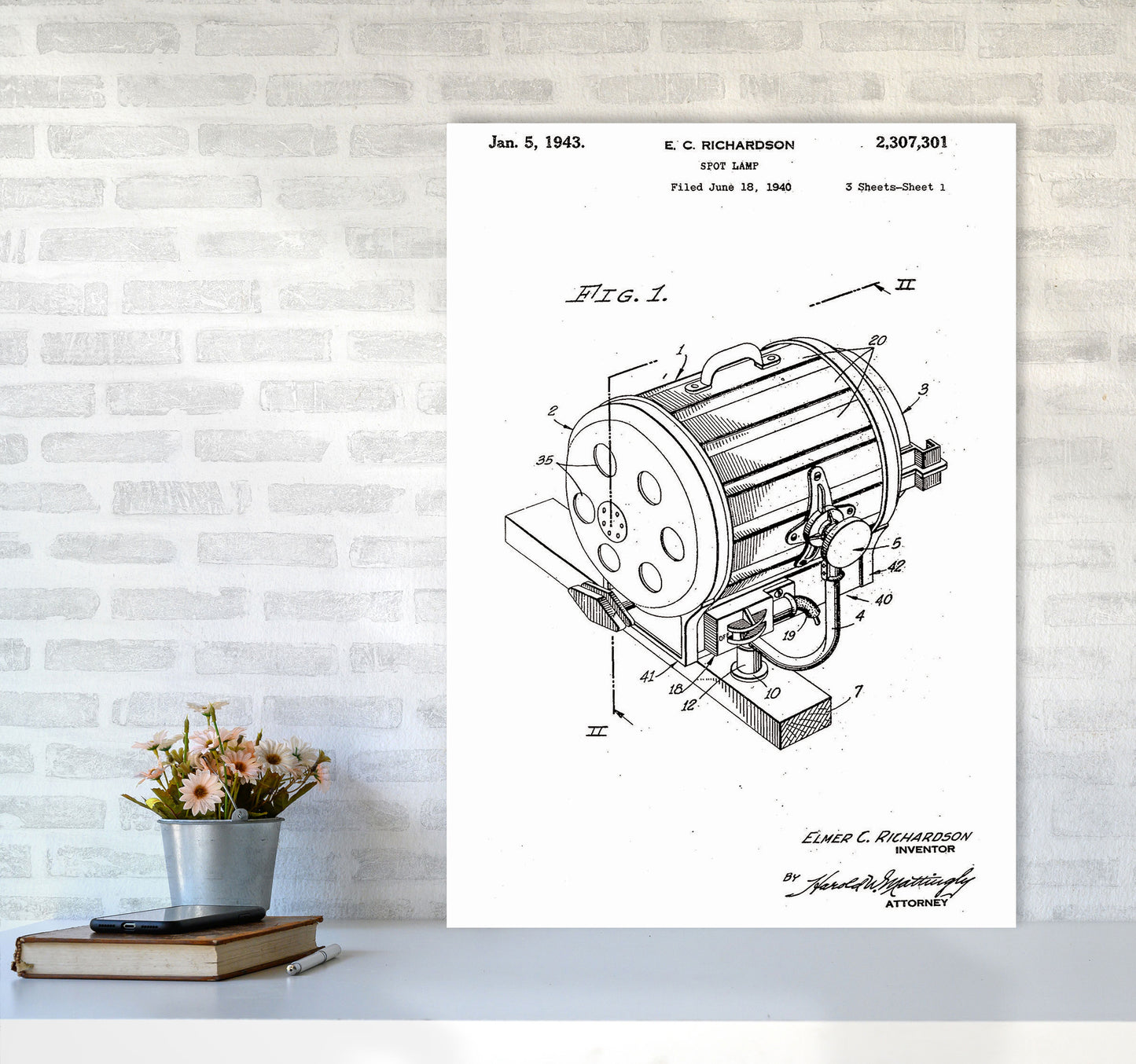 Cinema Spot Light Patent Art Print by Jason Stanley A1 Black Frame
