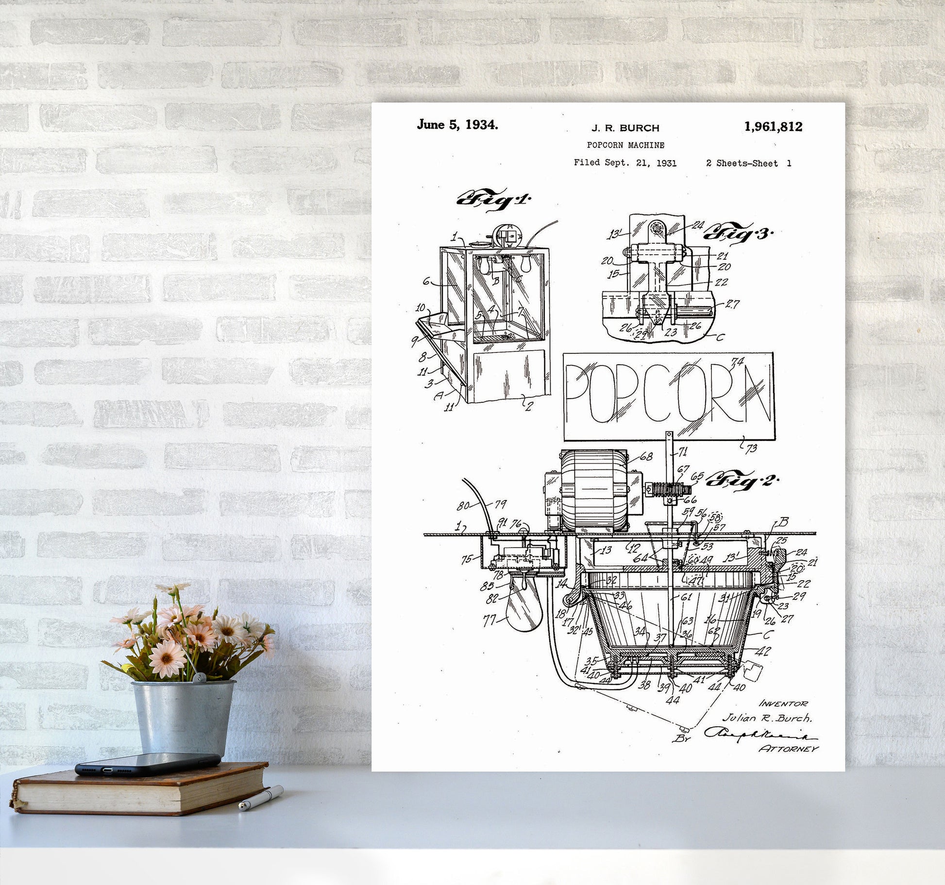 Popcorn Machine Patent 2 Art Print by Jason Stanley A1 Black Frame