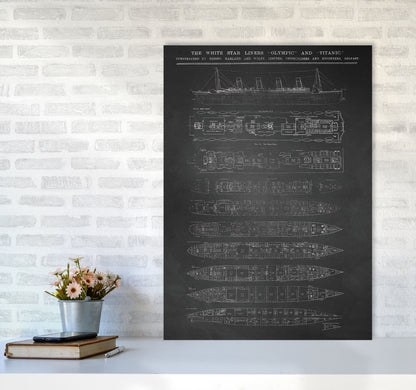 Titanic Patent- Chalkboard Art Print by Jason Stanley A1 Black Frame
