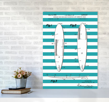 Surfboard Patent Stripe Art Print by Jason Stanley A1 Black Frame