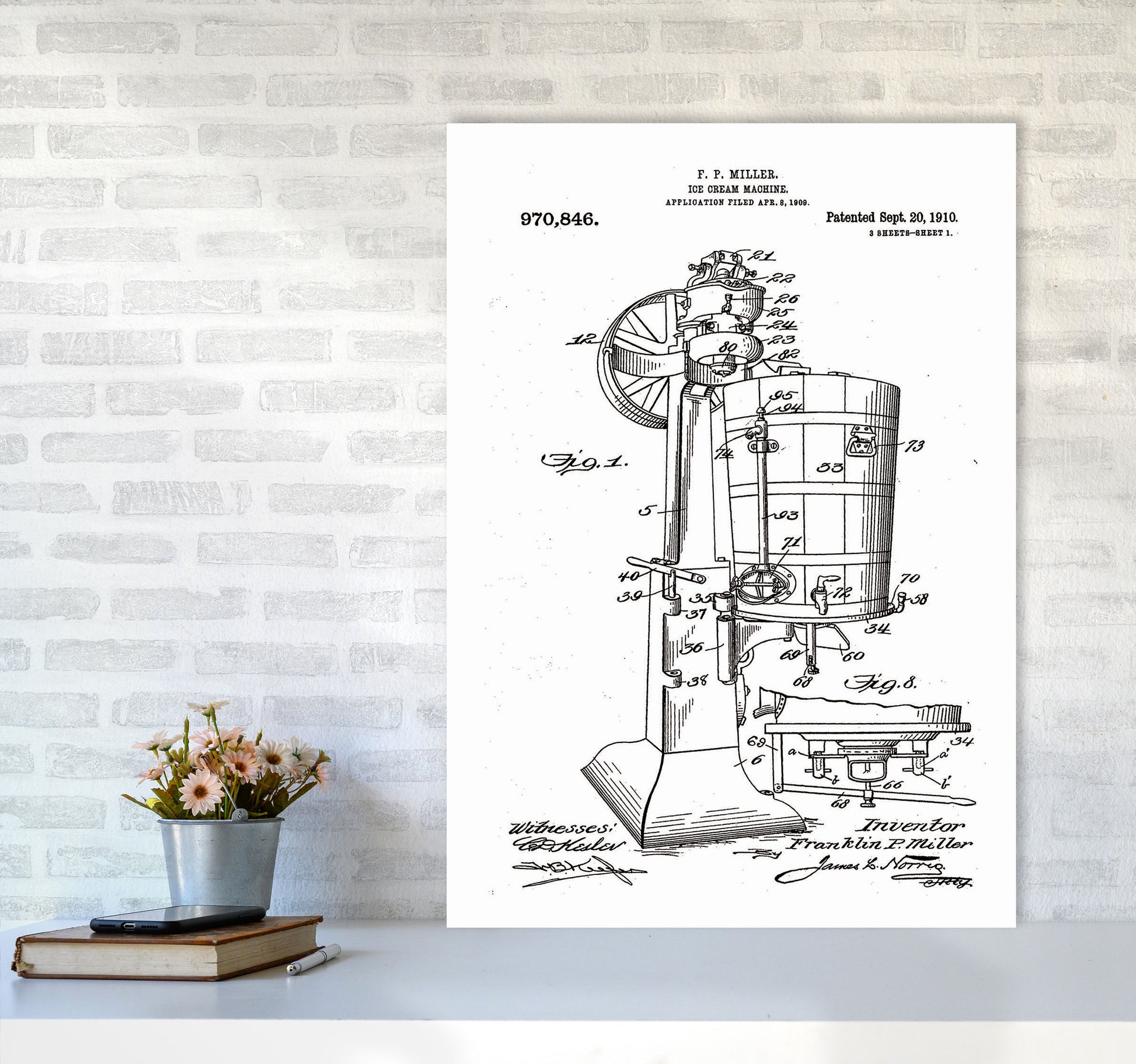 Ice Cream Machine Patent Art Print by Jason Stanley A1 Black Frame