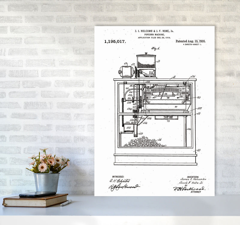 Popcorn Machine Patent Art Print by Jason Stanley A1 Black Frame