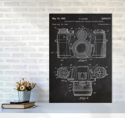Vintage Camera Patent Art Print by Jason Stanley A1 Black Frame