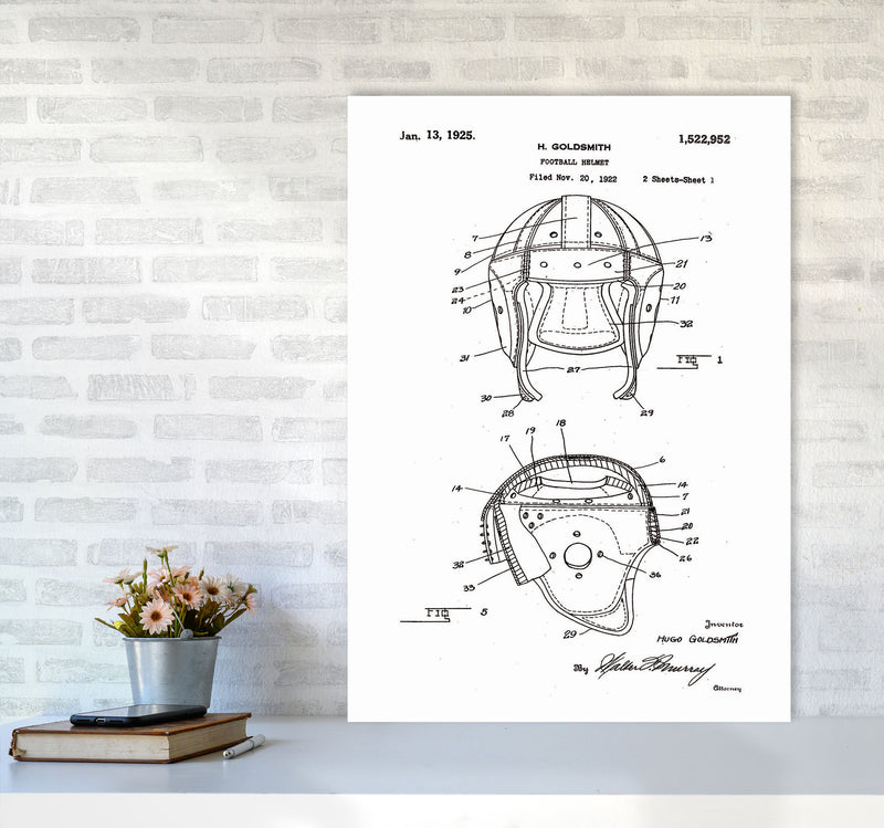 Football Helmet Patent Art Print by Jason Stanley A1 Black Frame