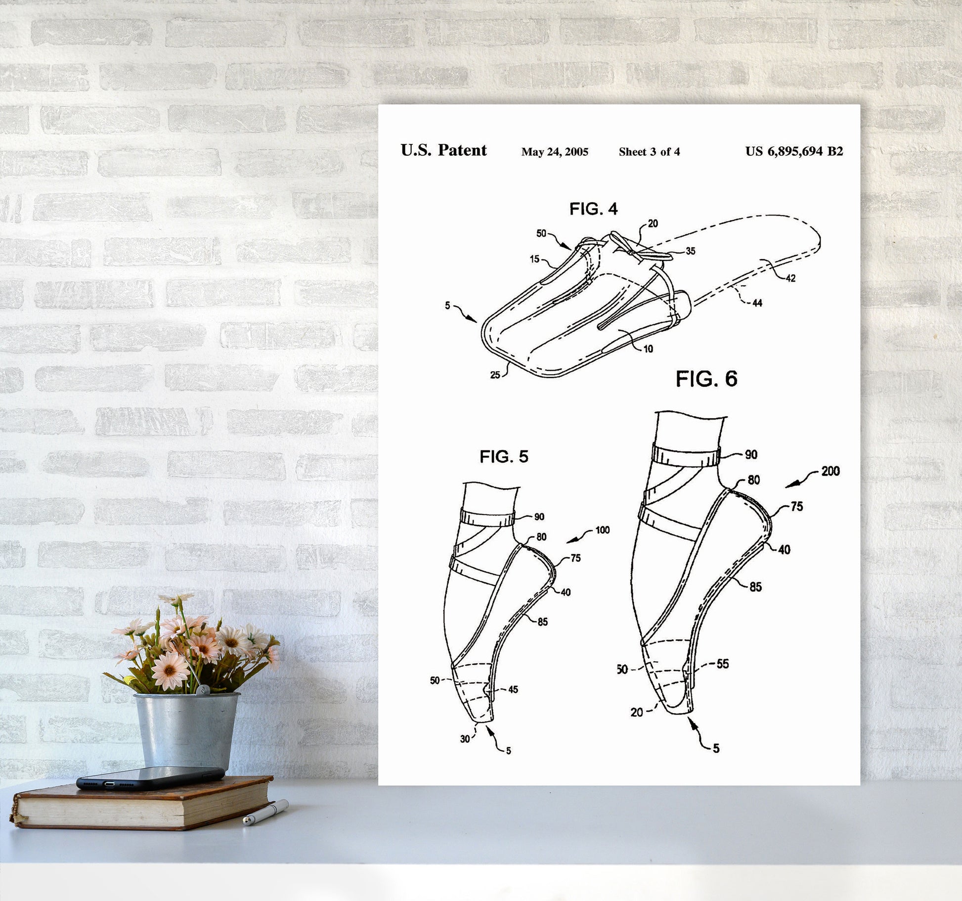 Ballet Slipper Patent Art Print by Jason Stanley A1 Black Frame