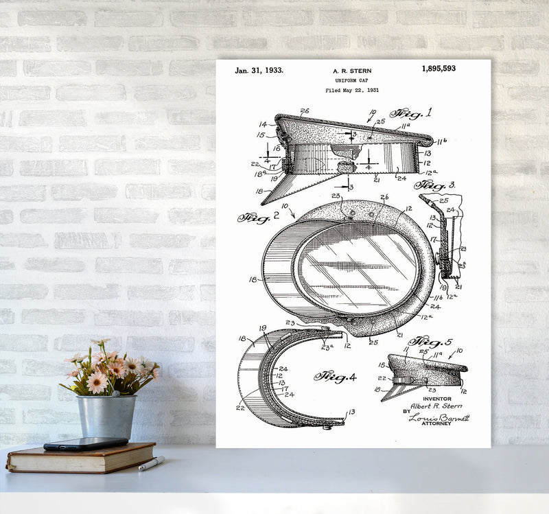 Police Man Hat Patent Art Print by Jason Stanley A1 Black Frame