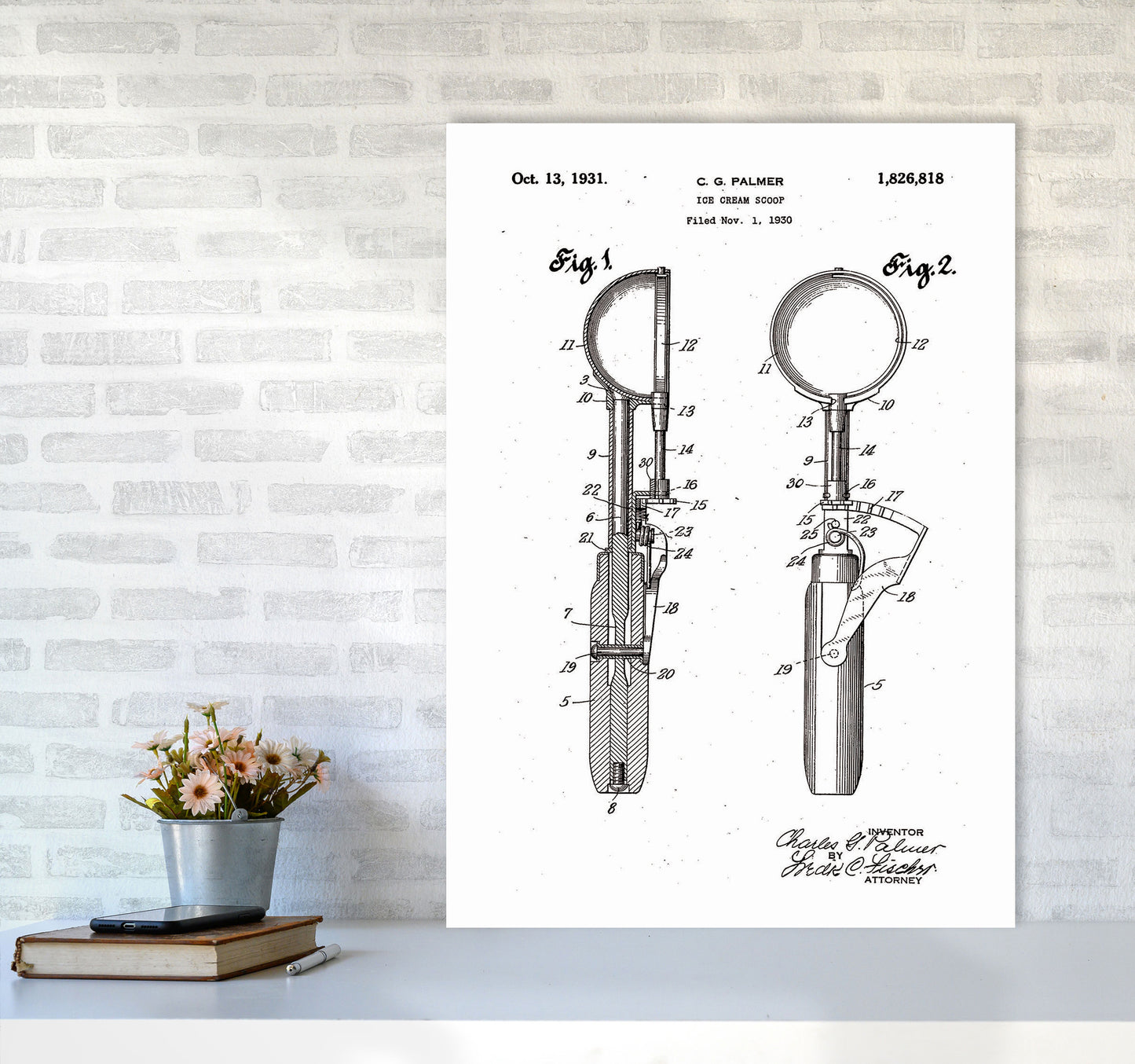 Ice Cream Scoop Patent Art Print by Jason Stanley A1 Black Frame