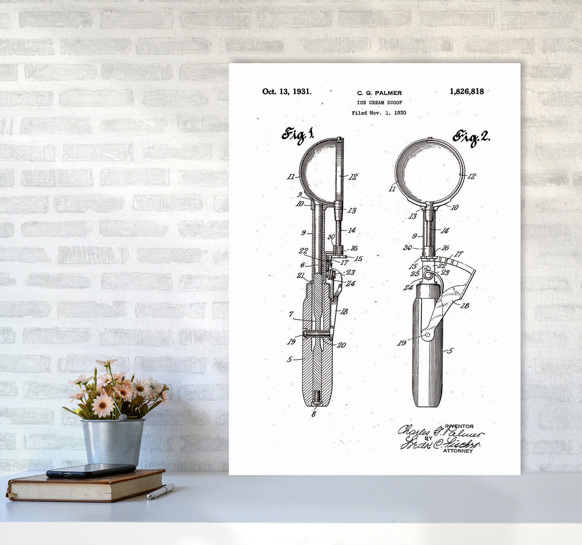 Ice Cream Scoop Patent Art Print by Jason Stanley A1 Black Frame