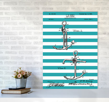 Anchor Patent Stripe Art Print by Jason Stanley A1 Black Frame