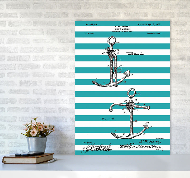 Anchor Patent Stripe Art Print by Jason Stanley A1 Black Frame
