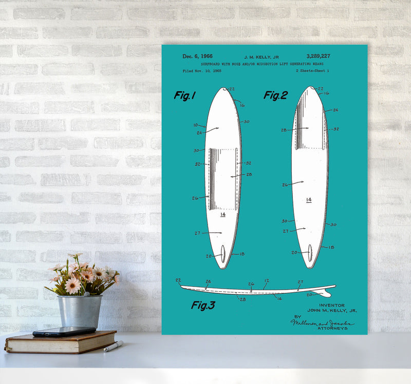 Surfboard Patent Blue Art Print by Jason Stanley A1 Black Frame