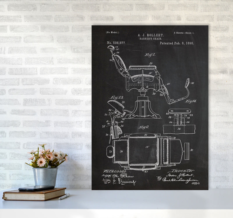Barber's Chair Patent Art Print by Jason Stanley A1 Black Frame