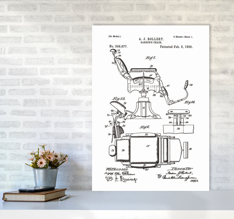 Barber Chair Patent Art Print by Jason Stanley A1 Black Frame