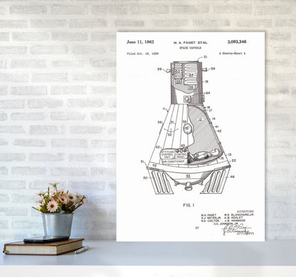 Space Capsule Patent Art Print by Jason Stanley A1 Black Frame