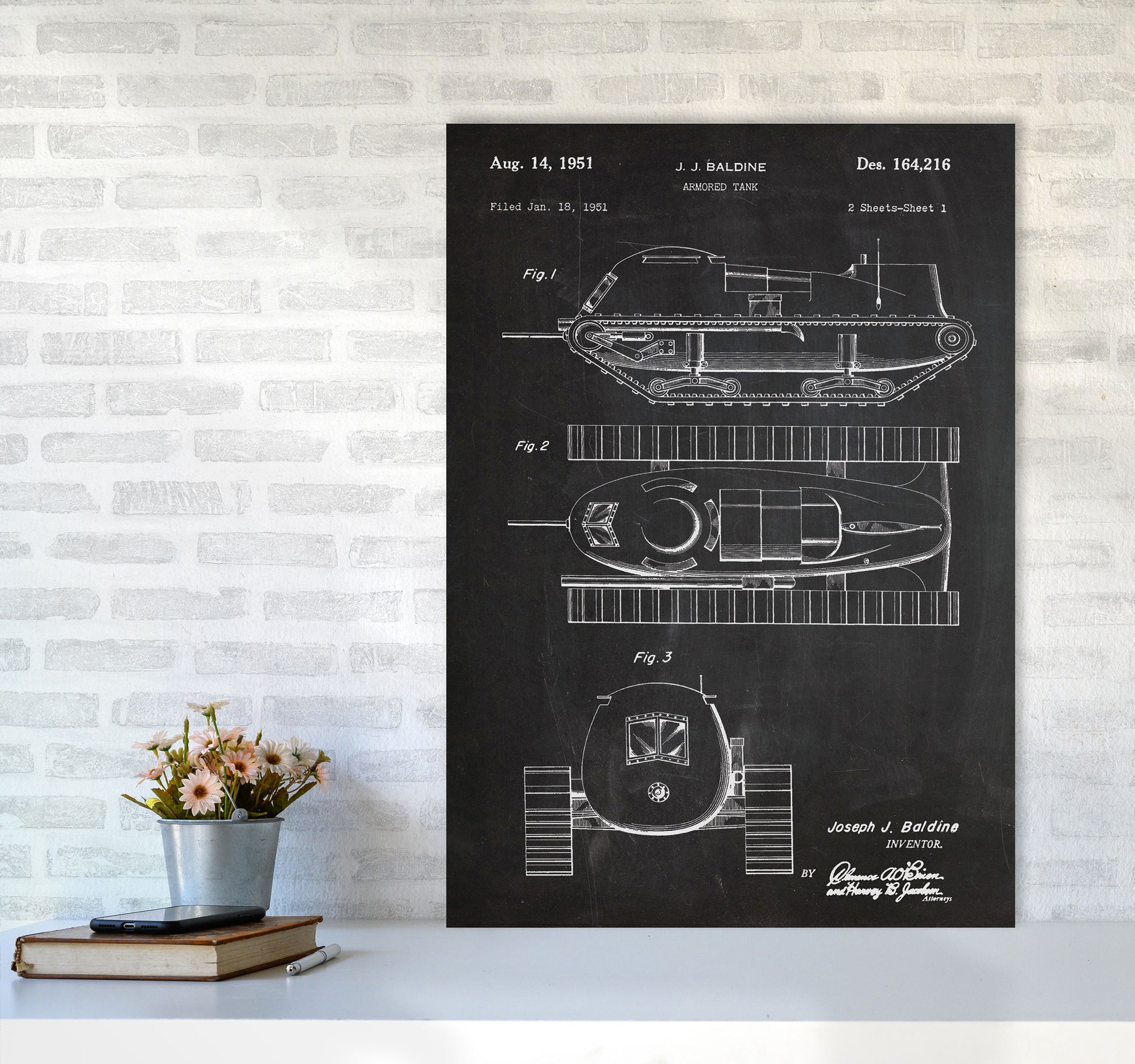 Armored Tank Patent Art Print by Jason Stanley A1 Black Frame