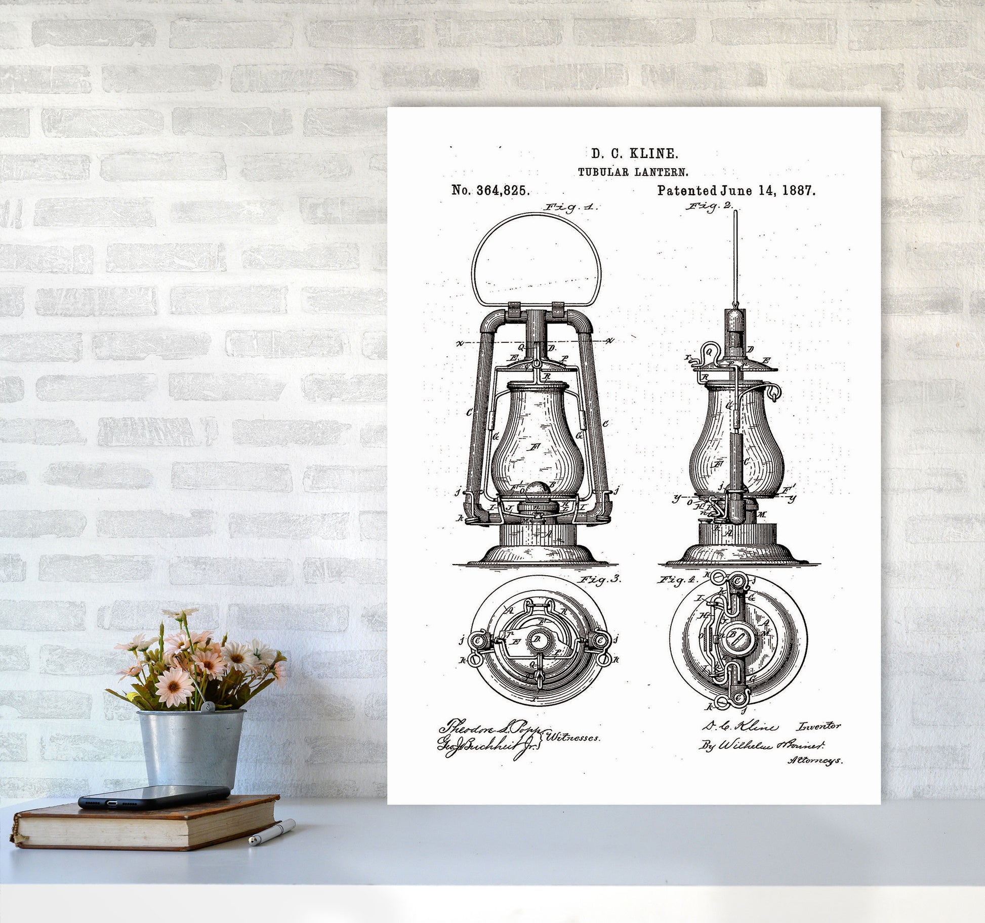 Vintage Lamp Patent Art Print by Jason Stanley A1 Black Frame