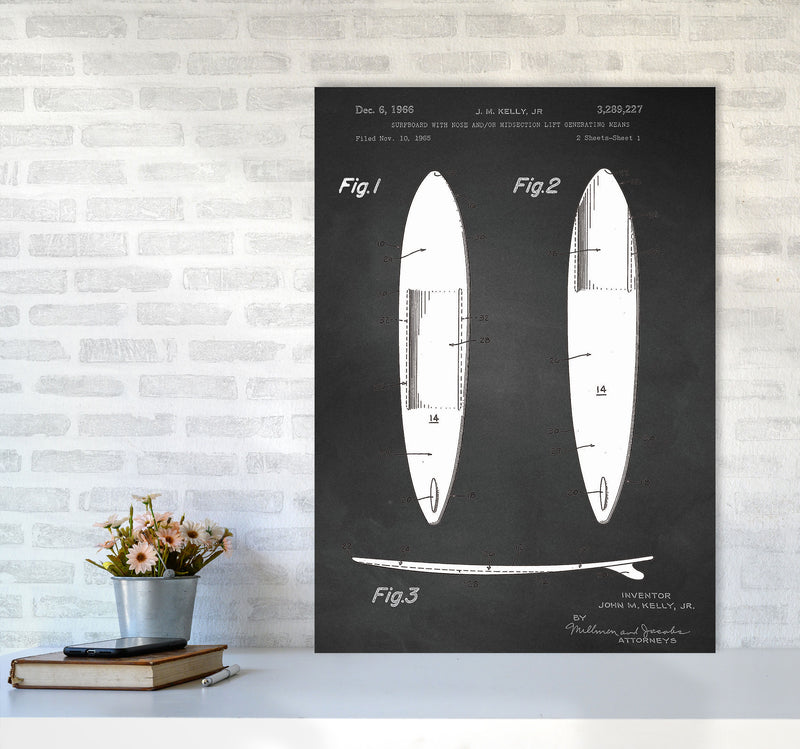 Surfboard Patent 1 Art Print by Jason Stanley A1 Black Frame