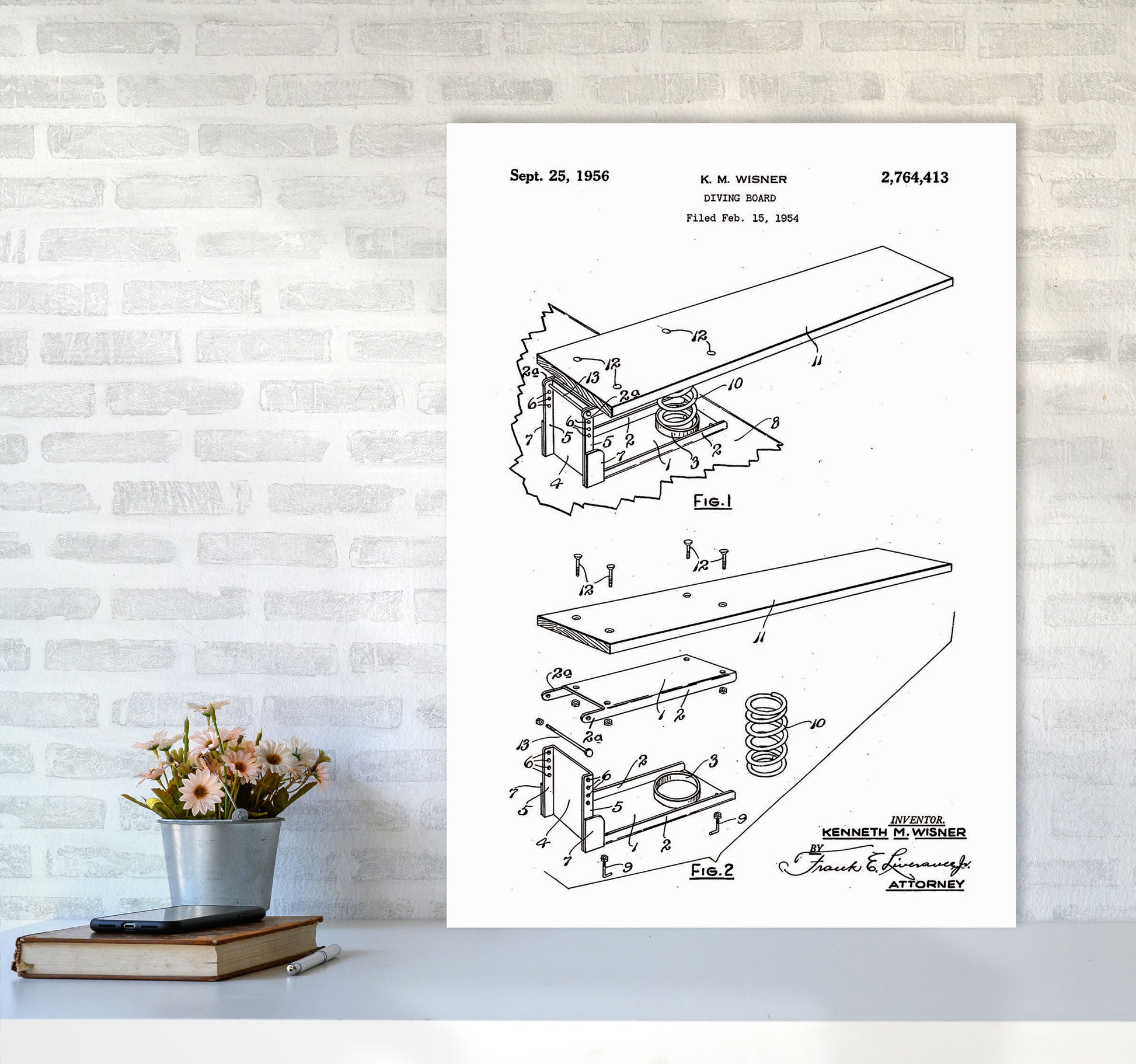 Diving Board Patent Art Print by Jason Stanley A1 Black Frame