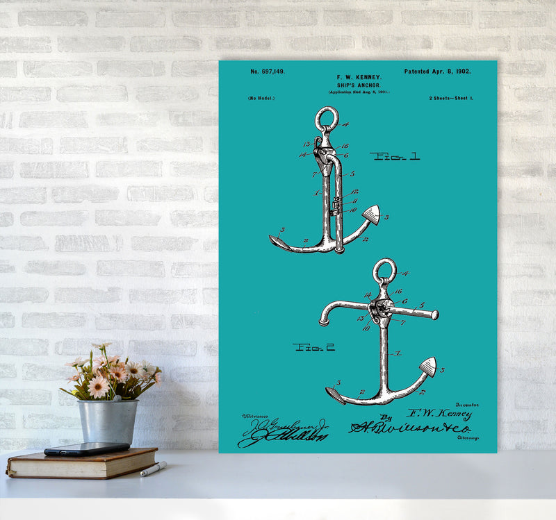 Anchor Patent Blue Art Print by Jason Stanley A1 Black Frame