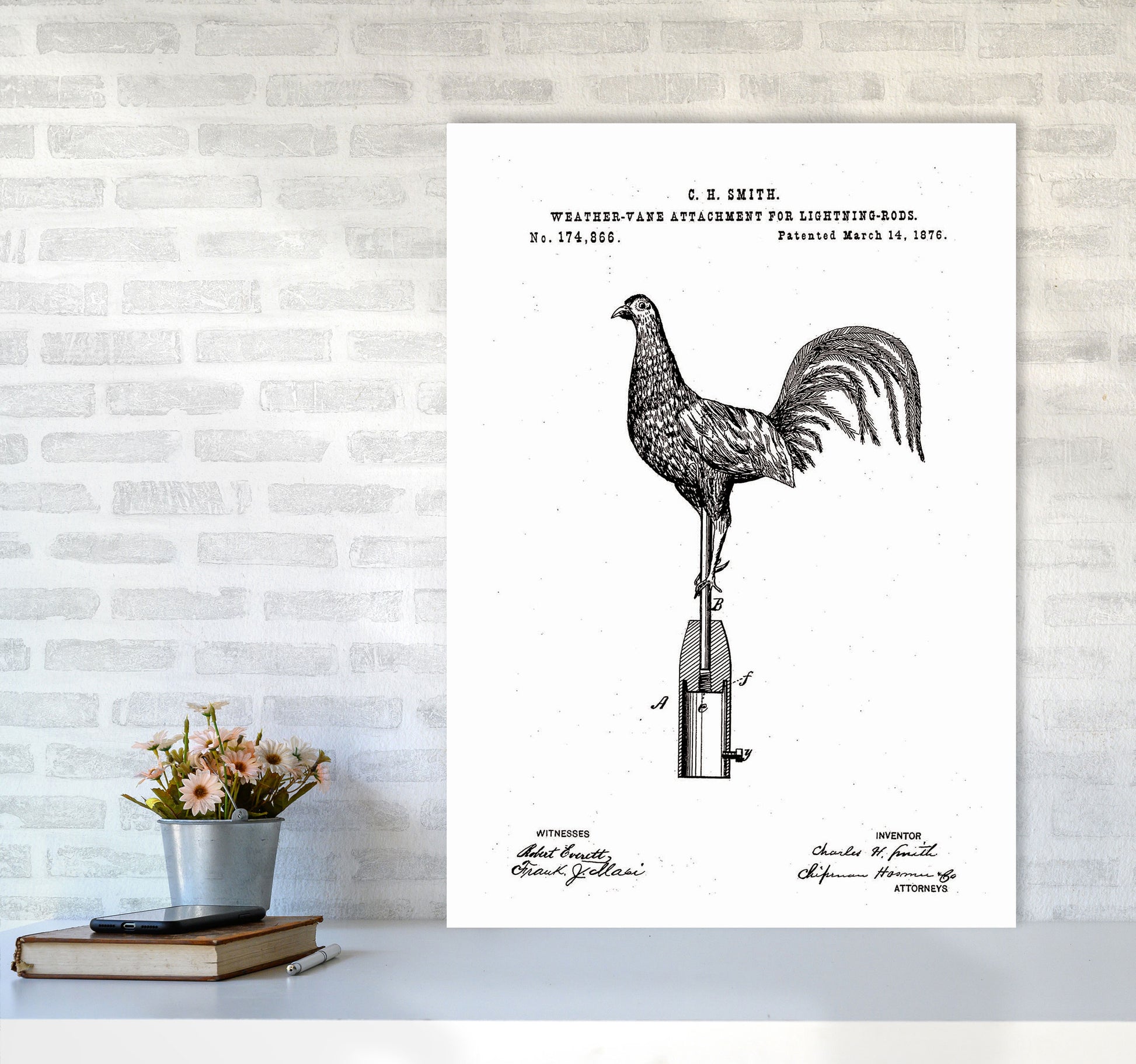 Weather Vane Patent Art Print by Jason Stanley A1 Black Frame