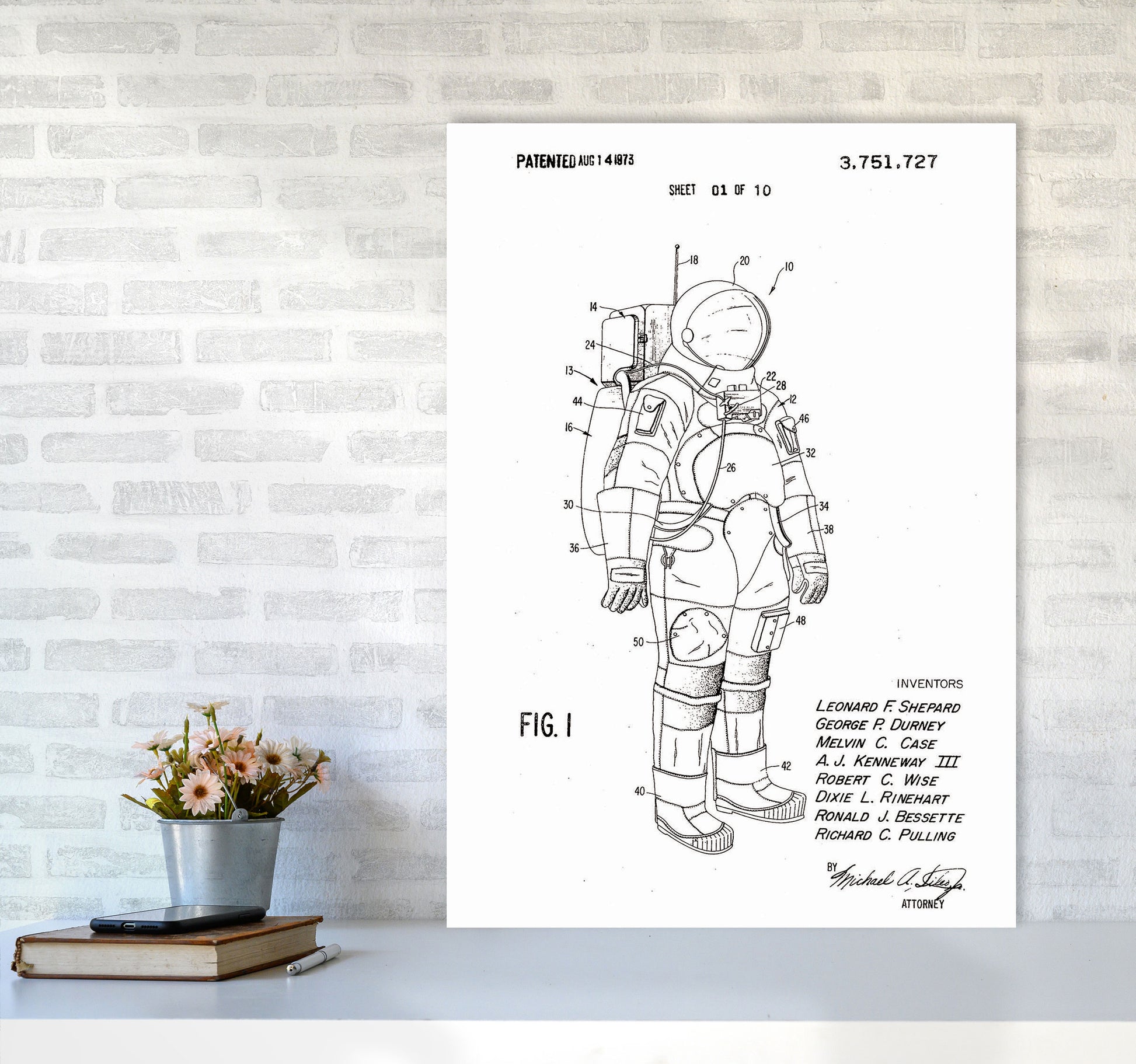 Spacesuit Patent Art Print by Jason Stanley A1 Black Frame