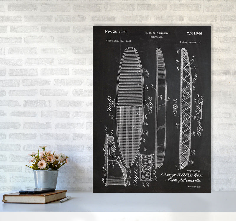 Surfboard Patent Art Print by Jason Stanley A1 Black Frame