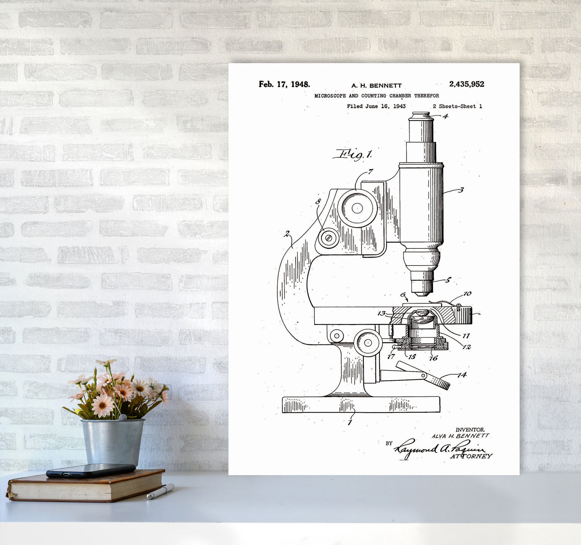 Microscope Patent Art Print by Jason Stanley A1 Black Frame