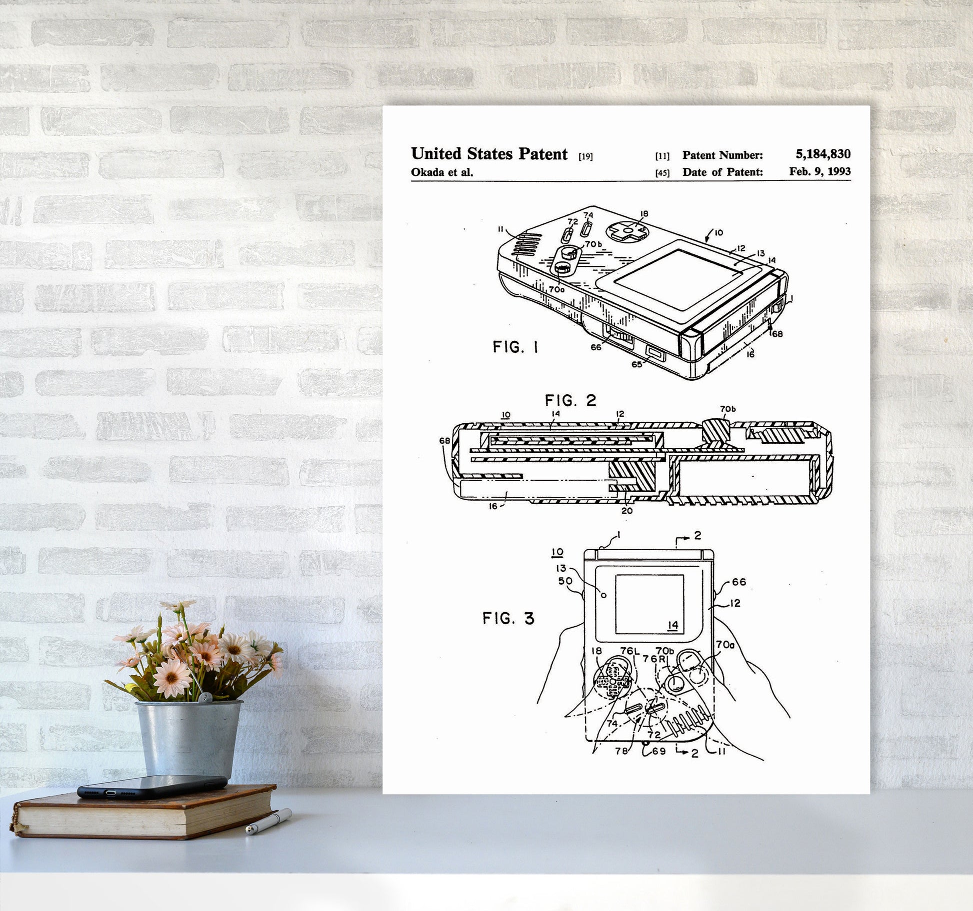 Gameboy Patent Art Print by Jason Stanley A1 Black Frame