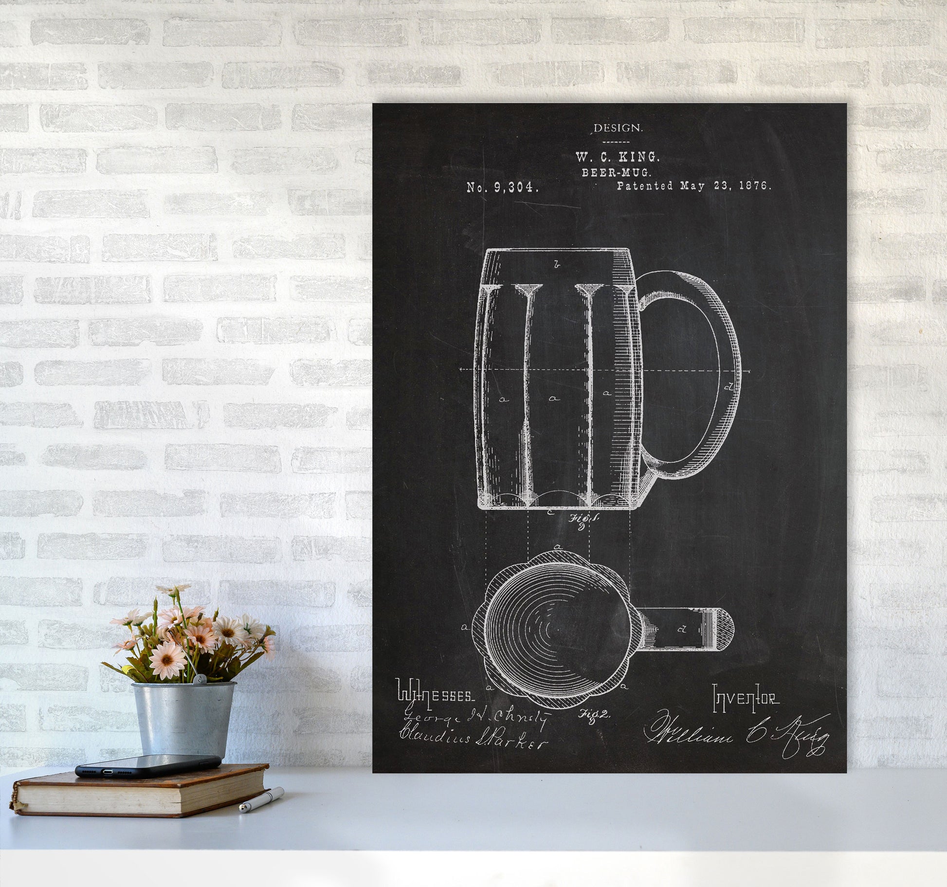 Beer Mug Patent Art Print by Jason Stanley A1 Black Frame
