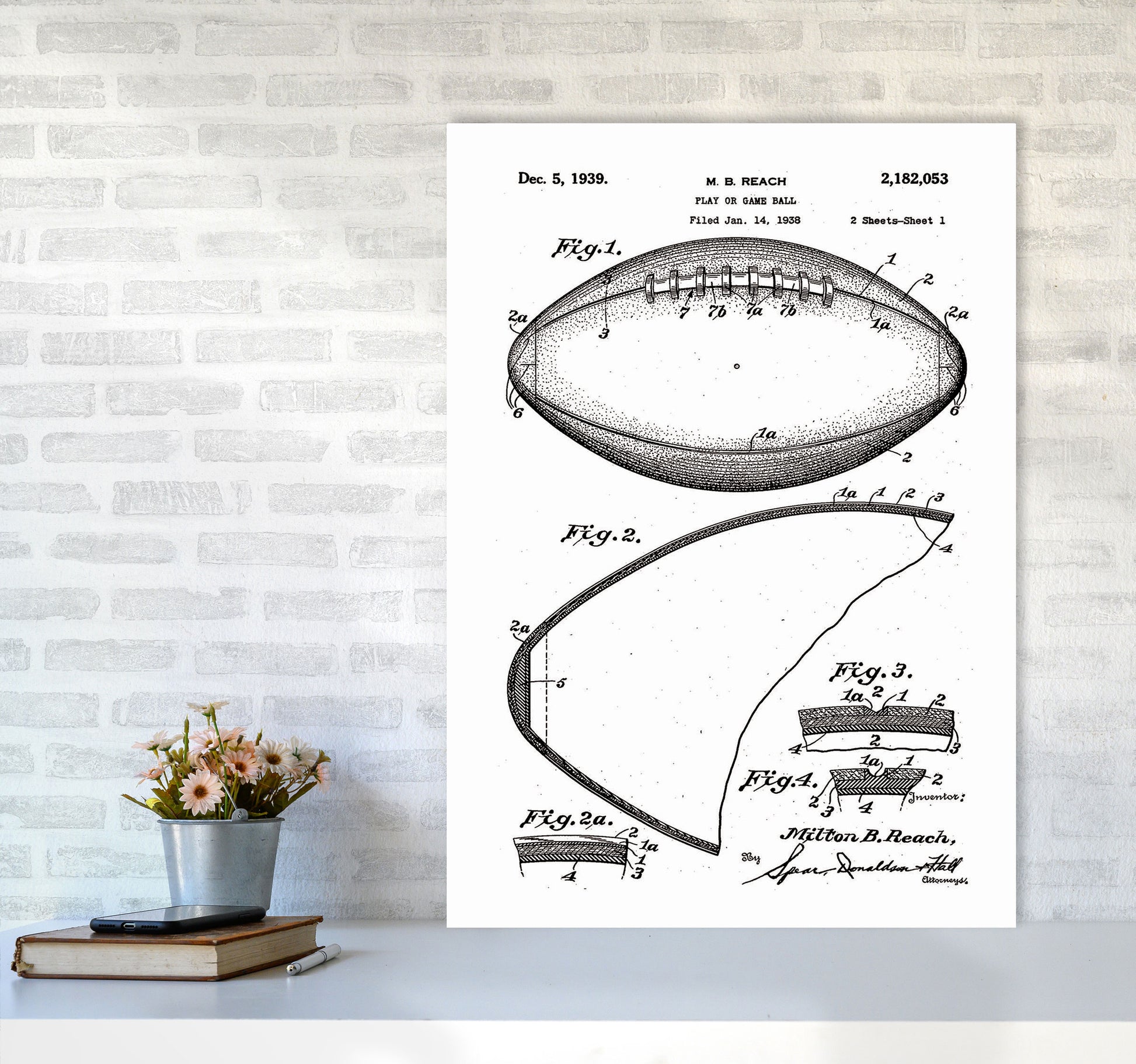Football Patent Art Print by Jason Stanley A1 Black Frame