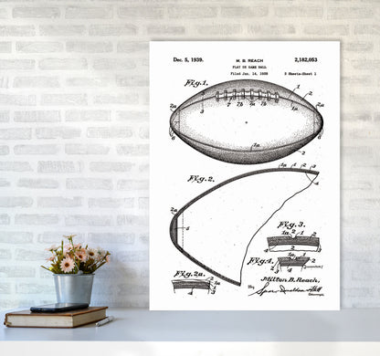 Football Patent Art Print by Jason Stanley A1 Black Frame