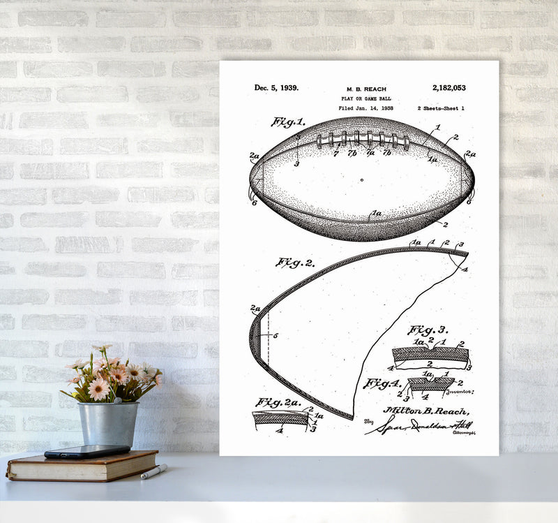 Football Patent Art Print by Jason Stanley A1 Black Frame
