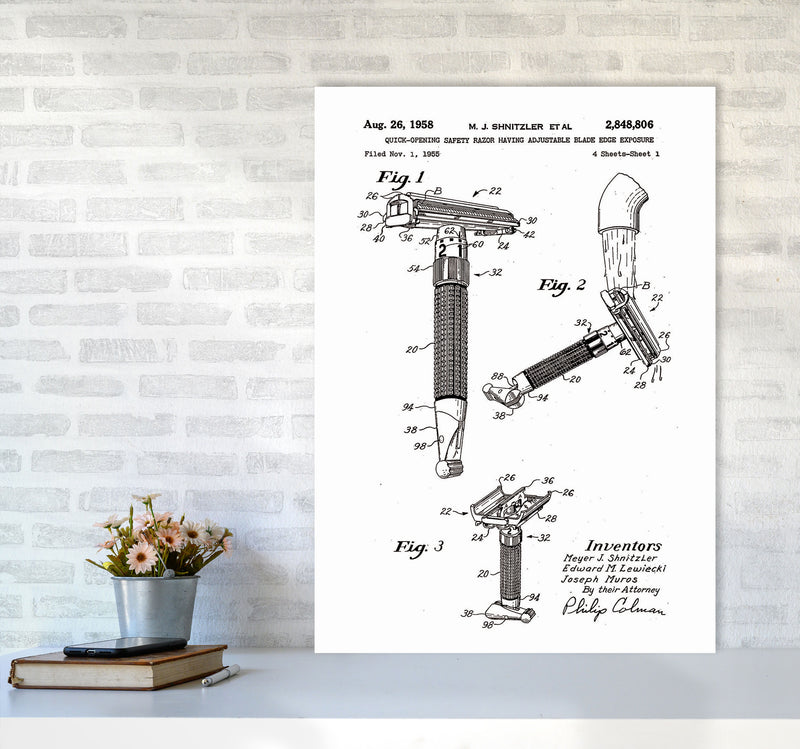 Razor Patent 2 Art Print by Jason Stanley A1 Black Frame