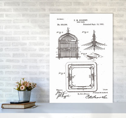 Bird Cage Patent Art Print by Jason Stanley A1 Black Frame