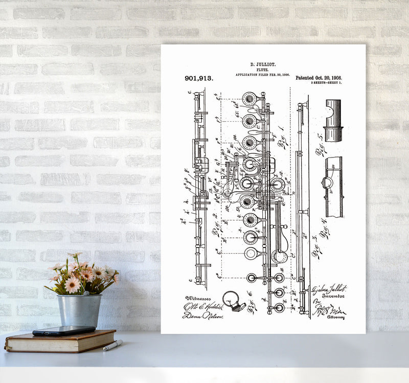 Flute Patent Art Print by Jason Stanley A1 Black Frame