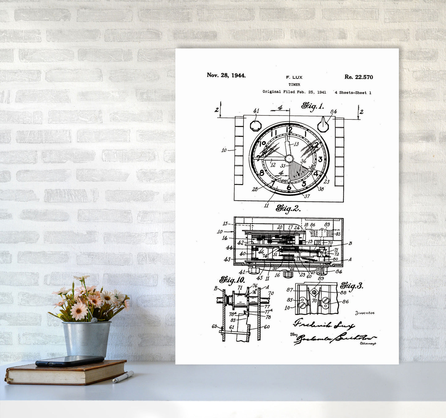 Timer Patent Art Print by Jason Stanley A1 Black Frame