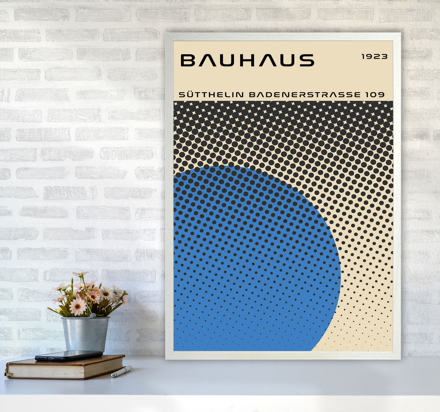 Bauhaus Geometric Blue Vibe II Art Print by Jason Stanley A1 Oak Frame