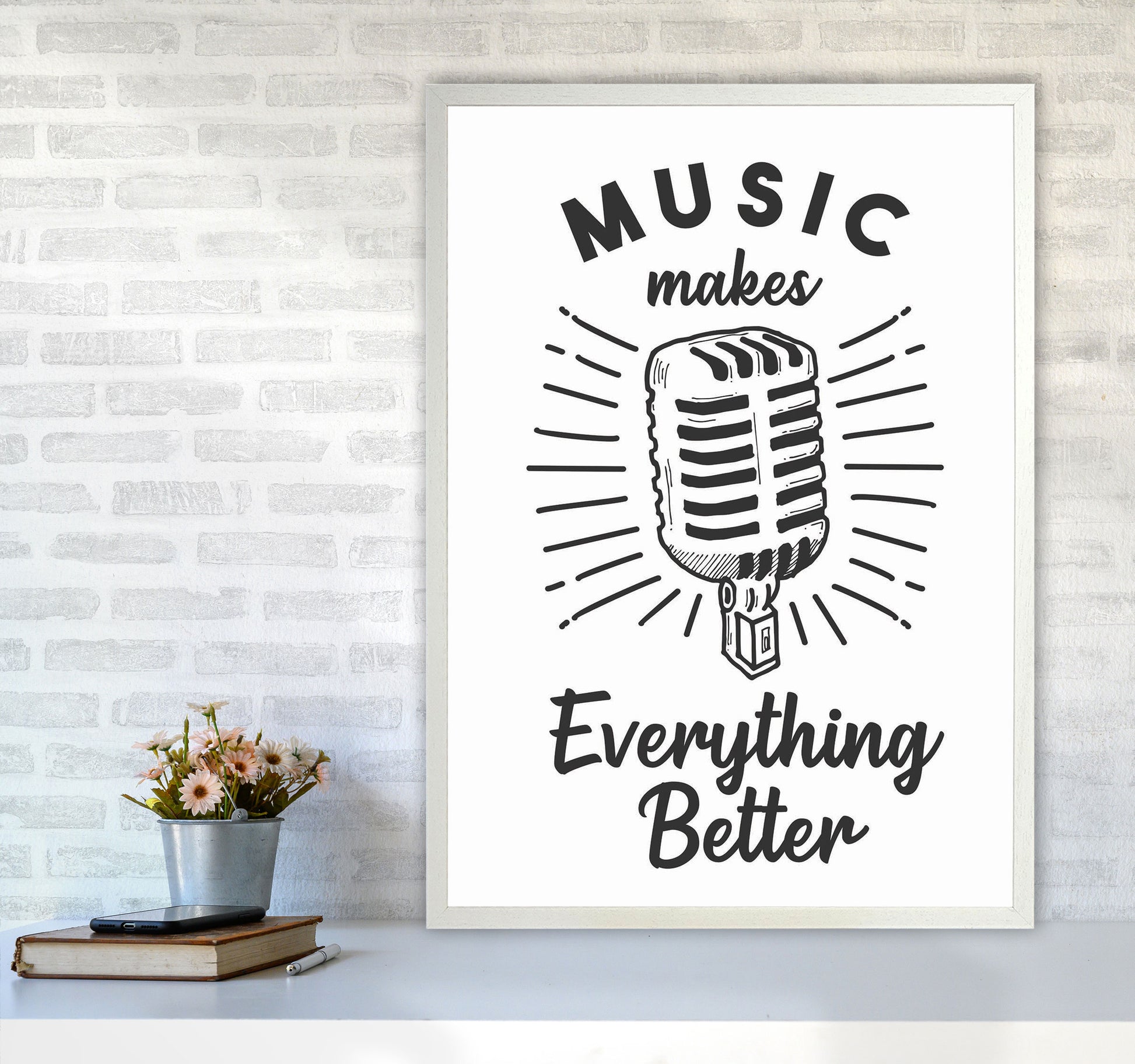 Music Makes Everything Better Art Print by Jason Stanley A1 Oak Frame