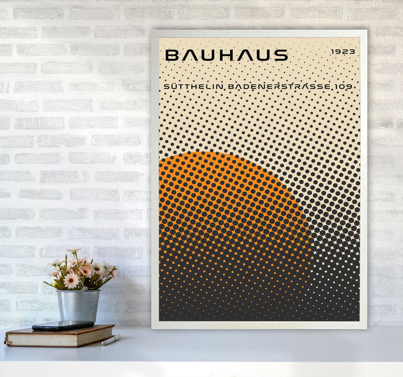 Bauhaus Geometric Yellow Vibe Art Print by Jason Stanley A1 Oak Frame