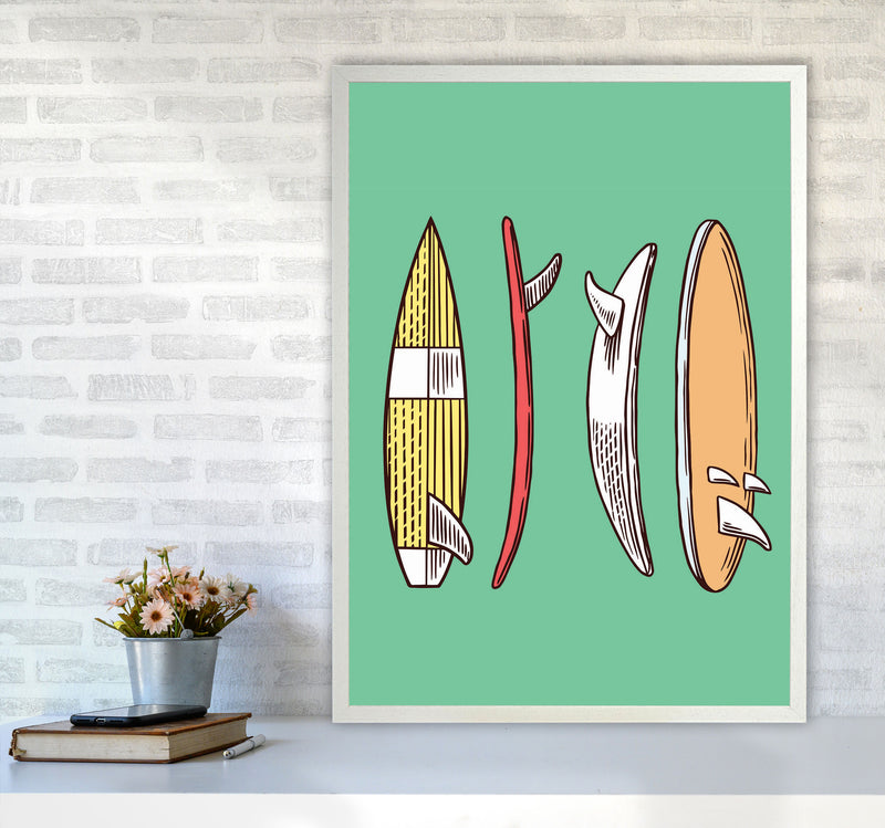 Vintage Surfboard Collection Art Print by Jason Stanley A1 Oak Frame