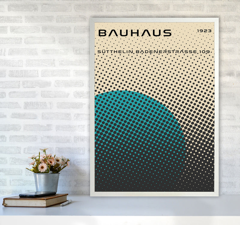 Bauhaus Geometric Teal Vibe Art Print by Jason Stanley A1 Oak Frame