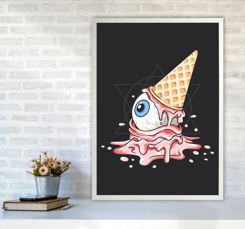 Strawberry Eyeball Icecream Art Print by Jason Stanley A1 Oak Frame