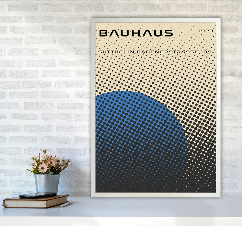 Bauhaus Geometric Blue Vibe Art Print by Jason Stanley A1 Oak Frame
