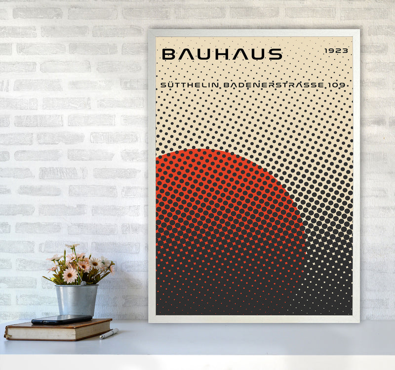 Bauhaus Geometric Red Vibe Art Print by Jason Stanley A1 Oak Frame