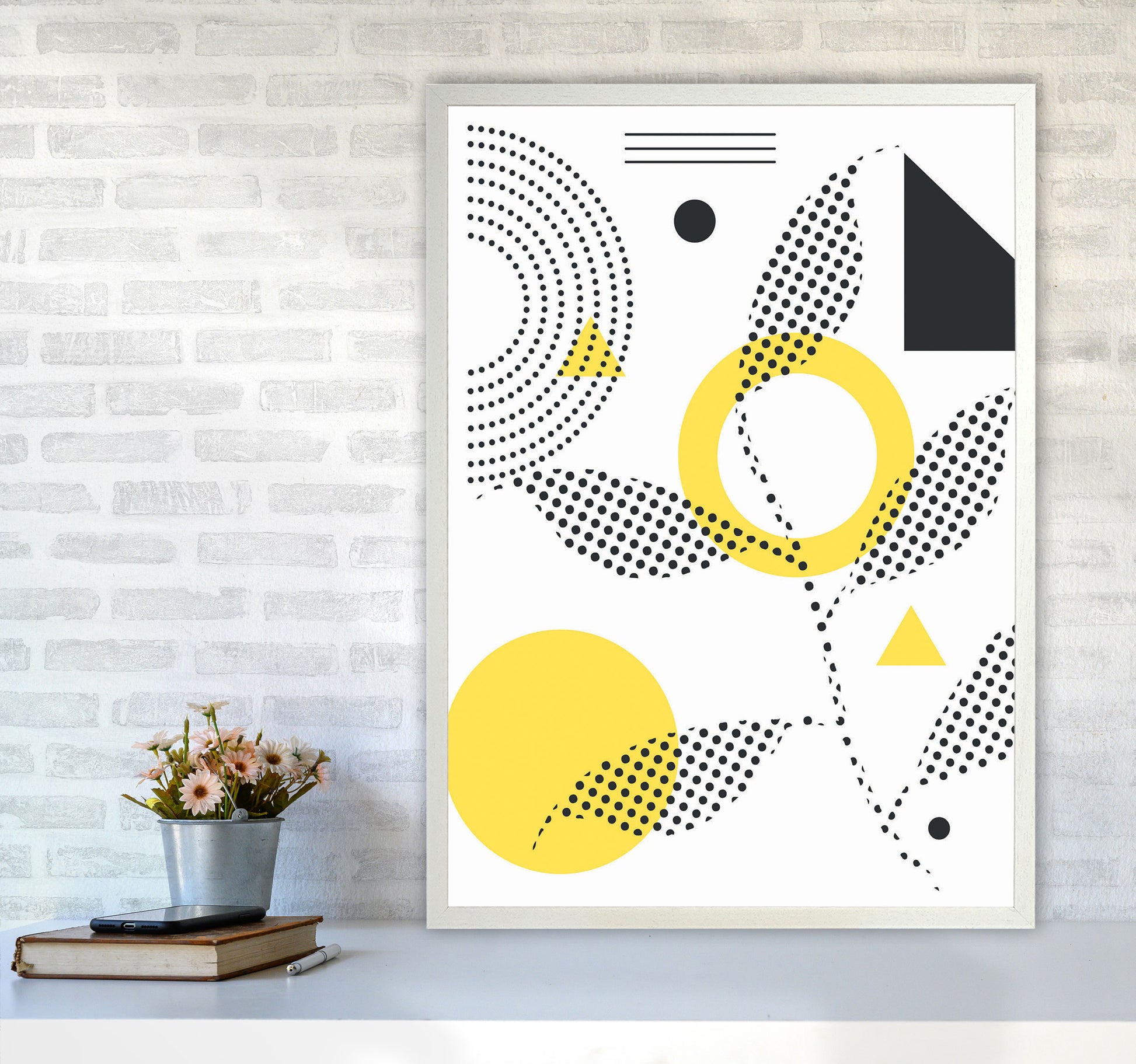 Abstract Halftone Shapes 2 Art Print by Jason Stanley A1 Oak Frame