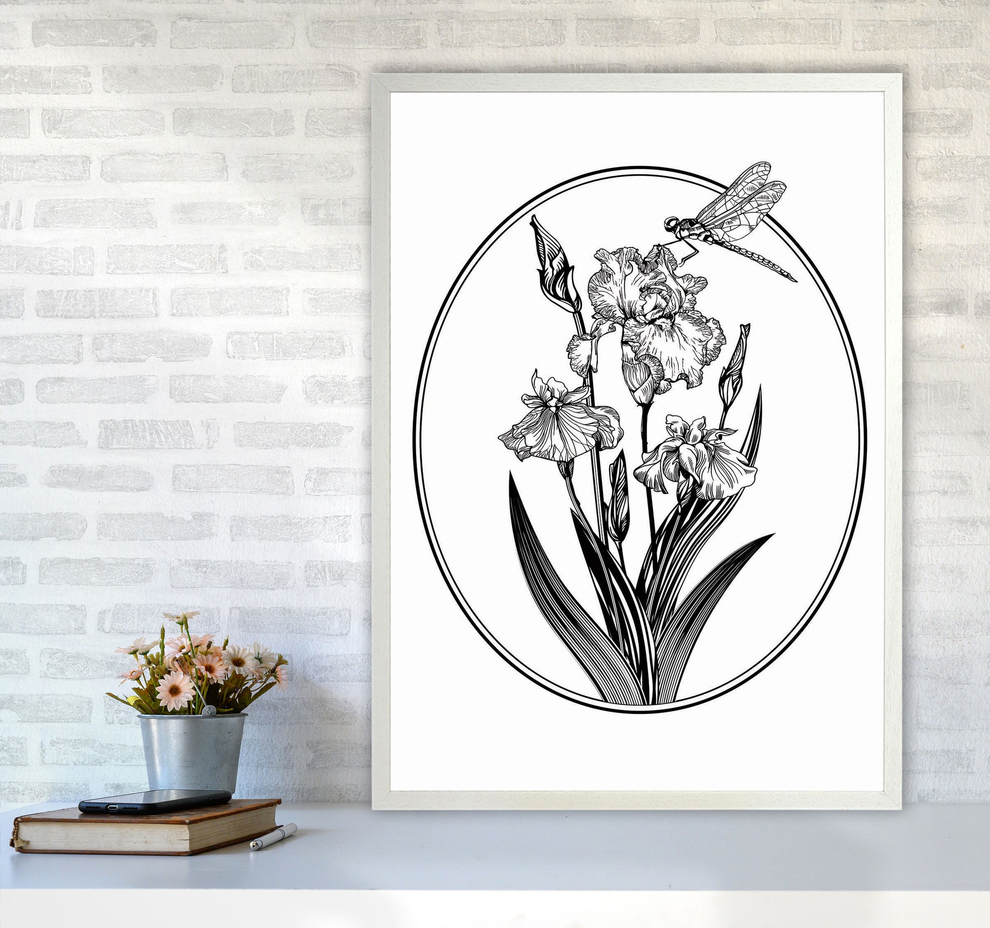 Vintage Beautiful Flower Art Print by Jason Stanley A1 Oak Frame