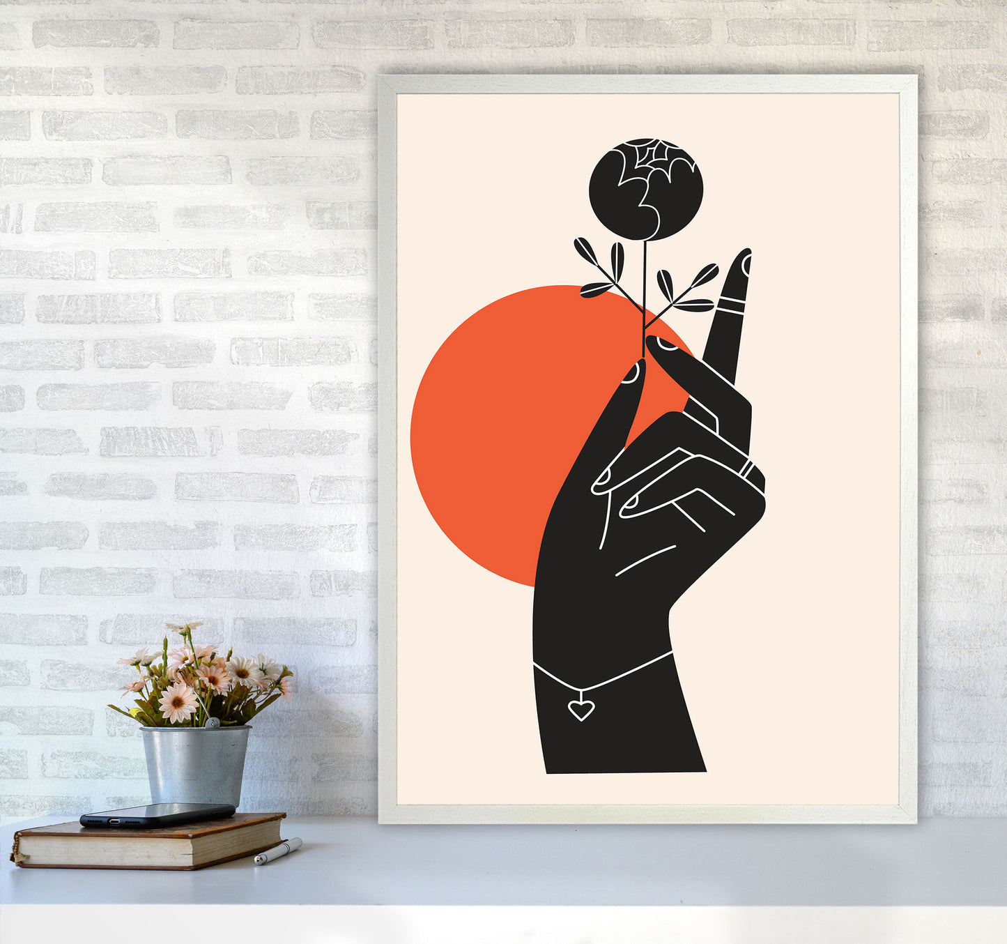 Minimalist Hand Drawing Art Print by Jason Stanley A1 Oak Frame